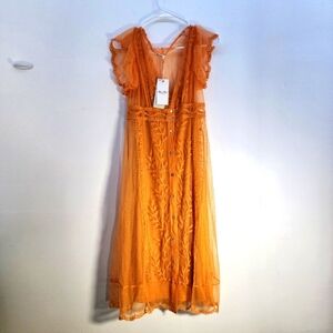 Miss Me Vibrant Orange Embroidered Maxi Dress
